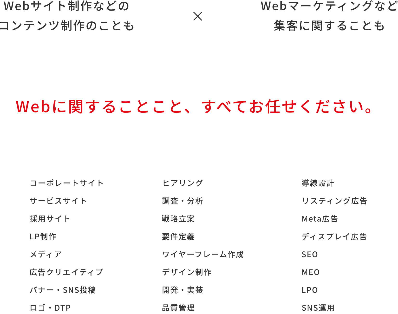 Webに関すること、すべてお任せください。